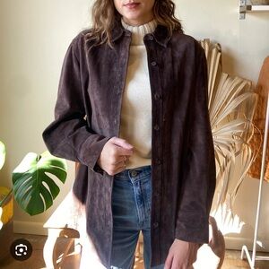 Vintage Bagatelle Brown Suede Women's Shirt Jacket